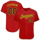 Custom Red Gold Pinstripe Black-Gold Authentic Baseball Jersey