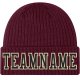 Custom Burgundy Black-Cream Stitched Cuffed Knit Hat