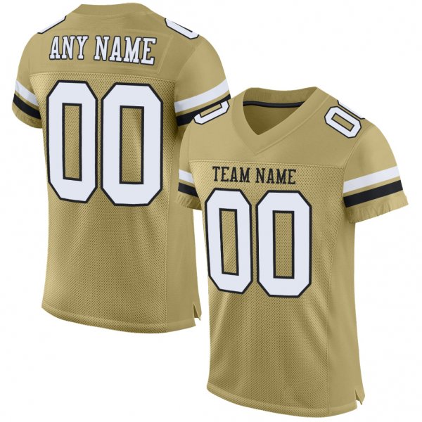 Custom Vegas Gold White-Black Mesh Authentic Football Jersey