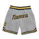 Custom Silver Gray Navy-Gold Authentic Throwback Basketball Shorts